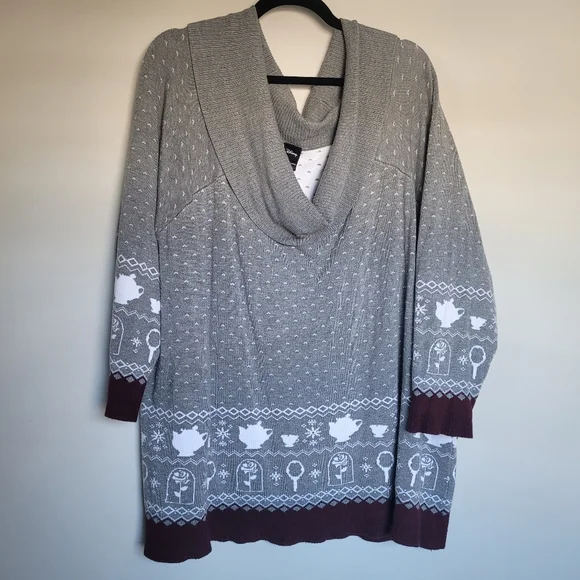 BEAUTY AND THE BEAST Soft Cozy Off Shoulder Sweater Women's 3X TORRID x DISNEY - Picture 4 of 12